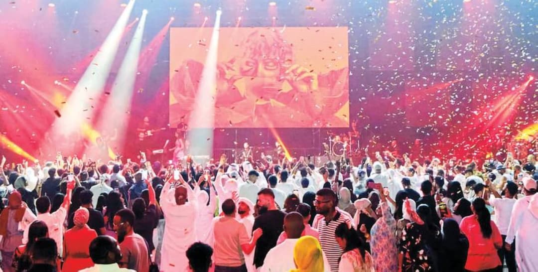 Performers on stage at a Beat the Heat concert held at the Dubai World Trade Centre during Dubai Summer Surprises.