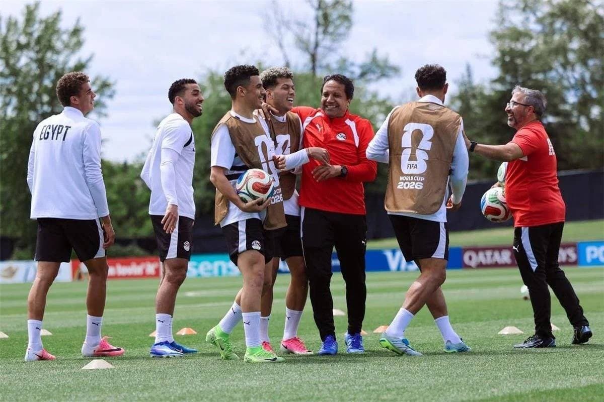 Egypt national football team players during preparations ahead of their 2026 World Cup Group 7 match against Belgium.