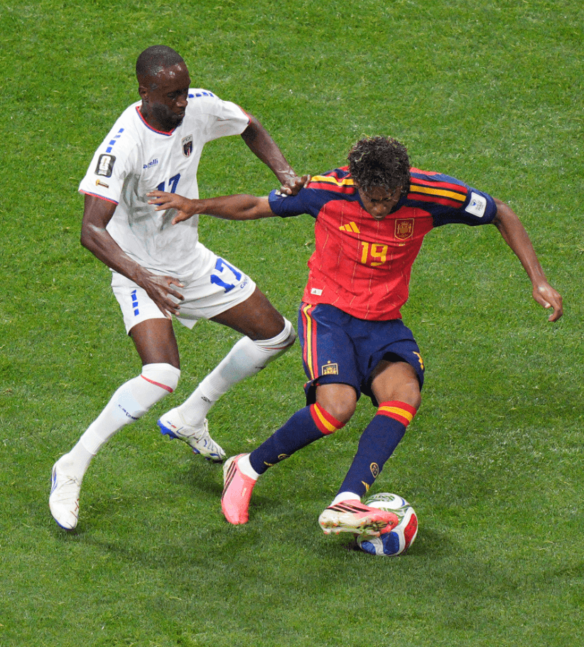 Spain players during their goalless draw against Cape Verde in Atlanta at the 2026 FIFA World Cup group stage.