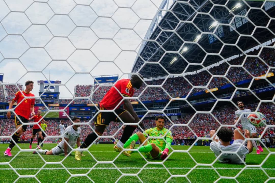 Mohamed Hani of the Egyptian national team in action during the Group 7 match against Belgium at the 2026 World Cup in Seattle.