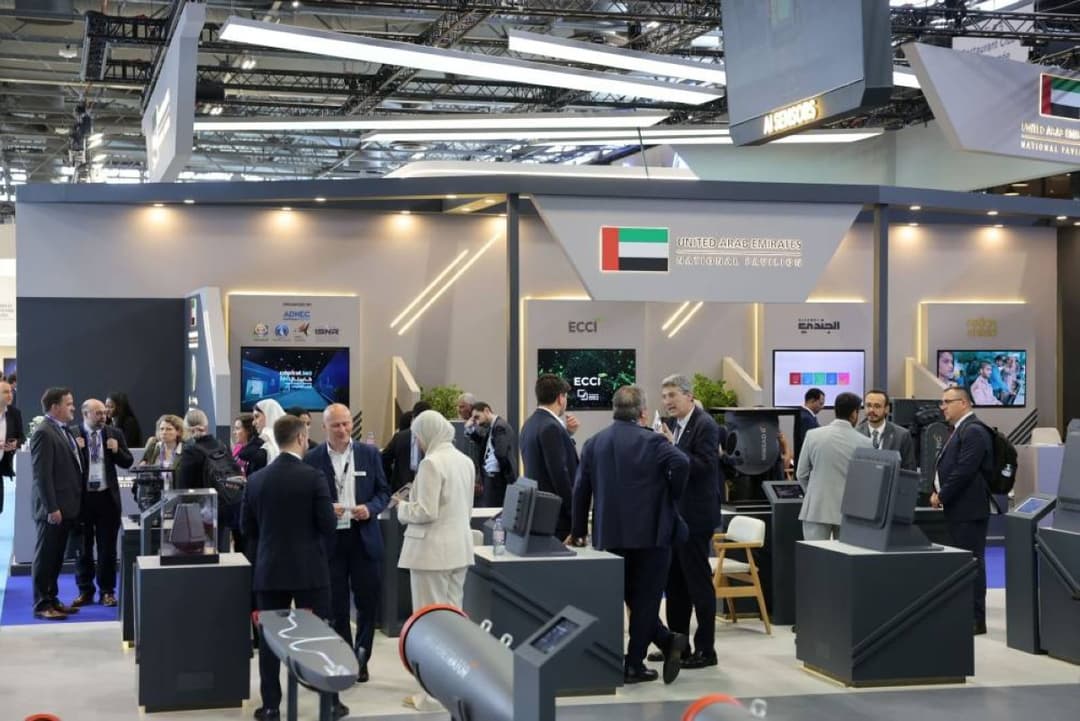 The UAE national pavilion at the Eurosatory 2026 defence and security exhibition at the Paris Nord Villepinte Exhibition Centre.