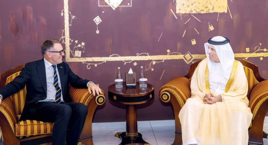 Sheikh Saud bin Saqr Al Qasimi receiving Swedish Ambassador Fredrik Florén at his palace in Saqr bin Mohammed City in Ras Al Khaimah.