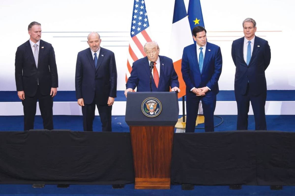US President Donald Trump speaks at the G7 summit in Évian-les-Bains, France, discussing the agreement reached with Iran.