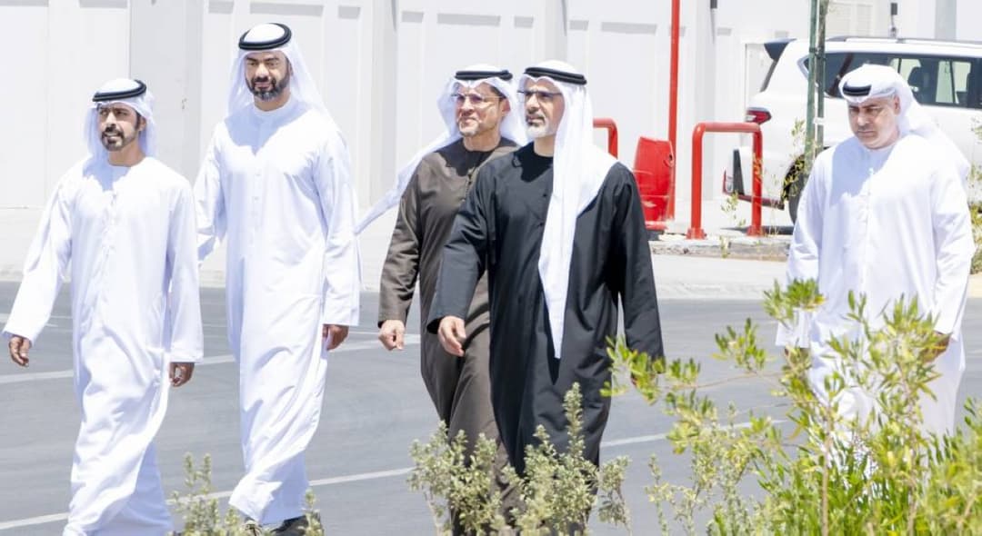 Sheikh Khaled bin Mohamed bin Zayed Al Nahyan tours the Al Samha Residential Project in Abu Dhabi, a 50-hectare development comprising 242 villas for citizens at a cost of 738 million dirhams.