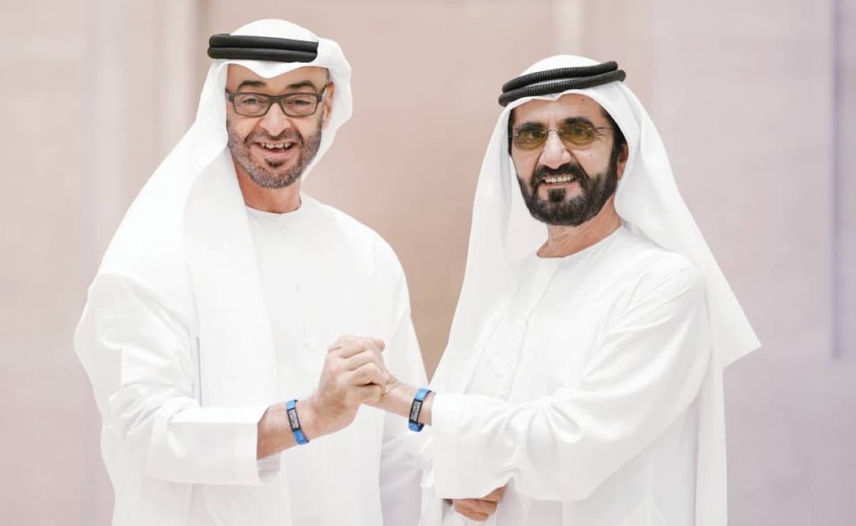 Sheikh Mohammed bin Rashid Al Maktoum speaking at an official event highlighting the UAE's top ranking in the 2026 Global Competitiveness Report.