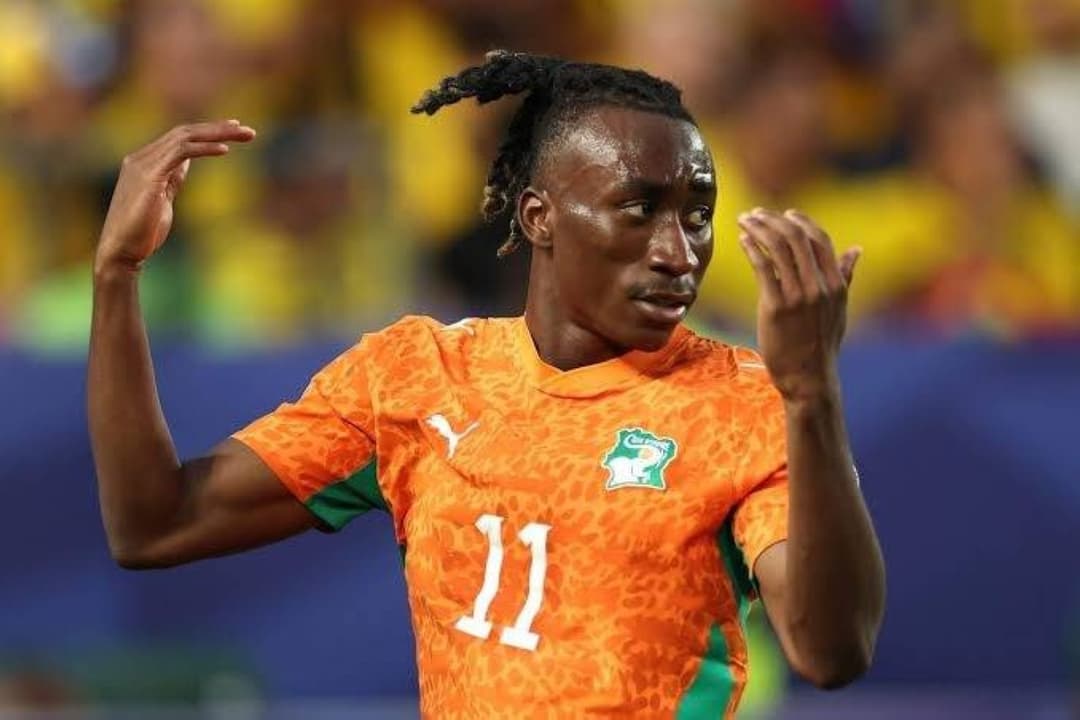 Young Ivorian winger Yan Dioumande in action for Ivory Coast at the 2026 World Cup.