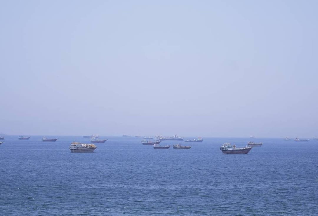 A cargo ship navigates the Strait of Hormuz amid tensions between the United States and Iran.
