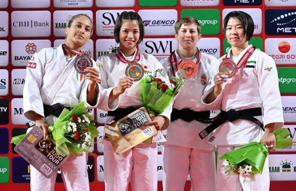 UAE judoka Bashirat Kharroudi competing at the Ulaanbaatar Grand Slam tournament in the Mongolian capital.