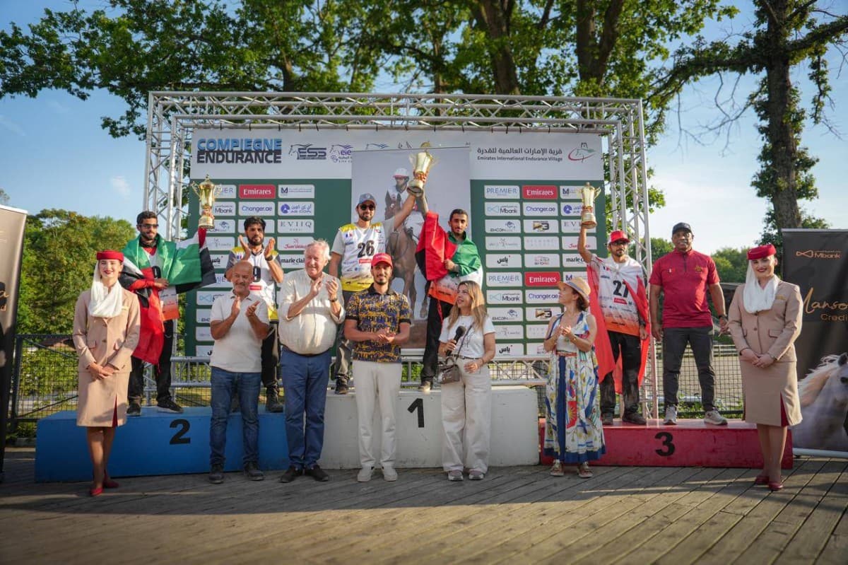 UAE endurance riders competing at the Compiègne races in France during the launch of the Emirates Global Endurance Village Race Series.