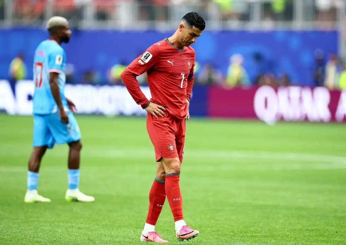 A composite image related to the online controversy involving Cristiano Ronaldo and Joao Neves, sparked by an AI-generated fake comment attributed to Neves's partner.