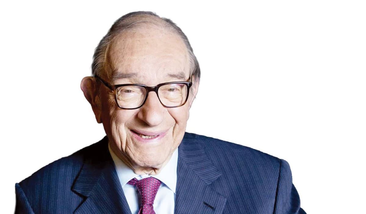 A portrait of Alan Greenspan, the former chairman of the US Federal Reserve, who served in the role for nearly two decades.