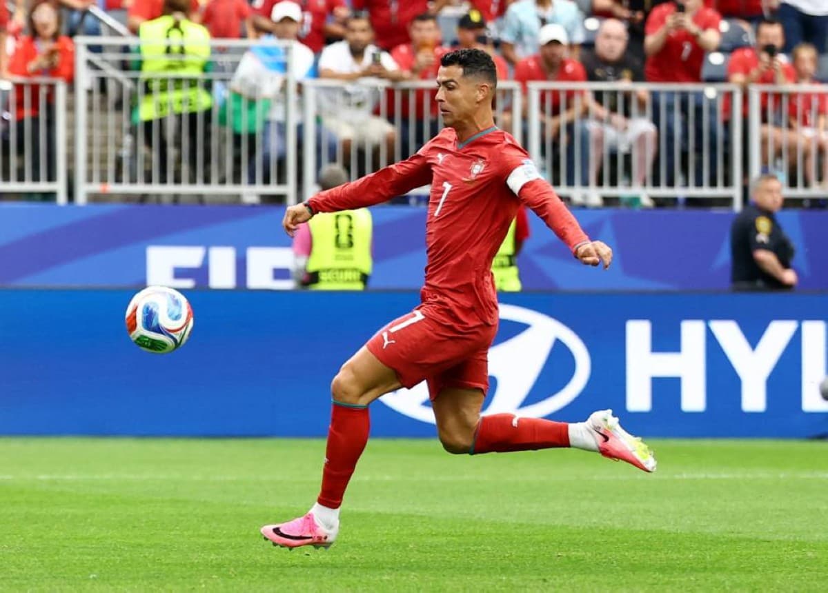 Cristiano Ronaldo celebrates after scoring for Portugal against Uzbekistan at the 2026 FIFA World Cup.