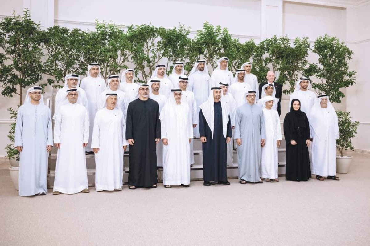 Sheikh Mohamed bin Zayed Al Nahyan meets with delegations from the Abu Dhabi Investment Authority and the 'Make in the Emirates' platform at a formal reception.