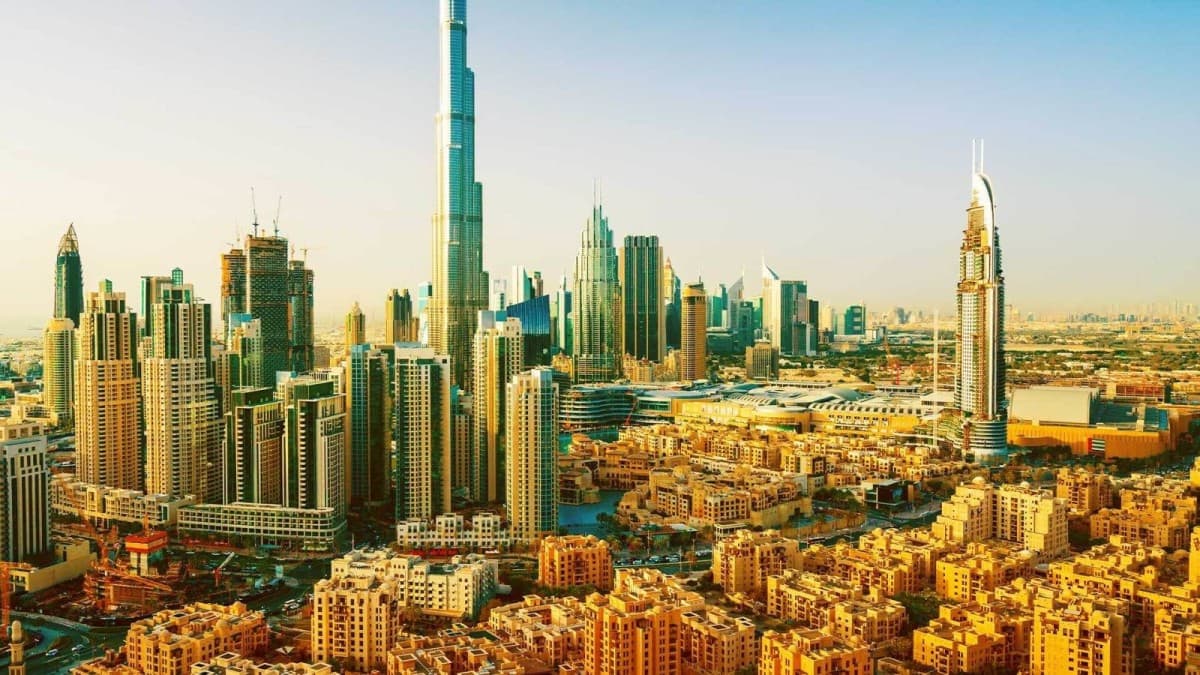 A panoramic view of Dubai's skyline, reflecting the city's status as a global investment and financial hub.