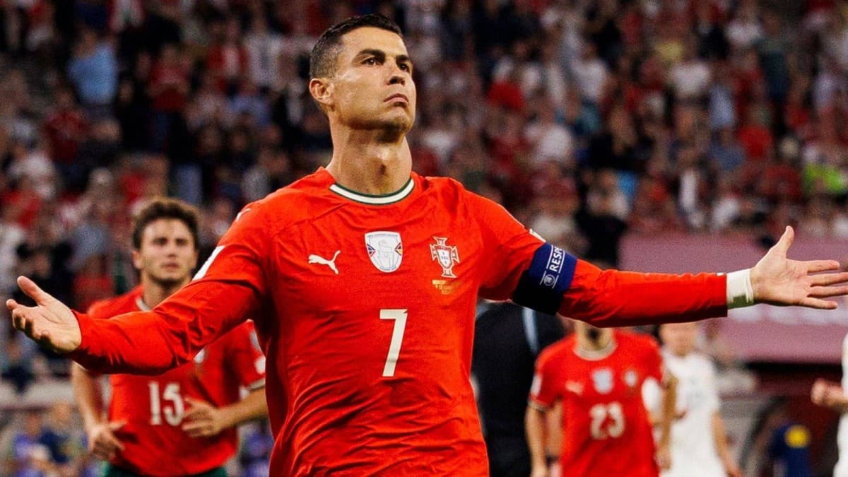Cristiano Ronaldo speaks to journalists in the mixed zone following Portugal's 5-0 victory over Uzbekistan at the 2026 World Cup.