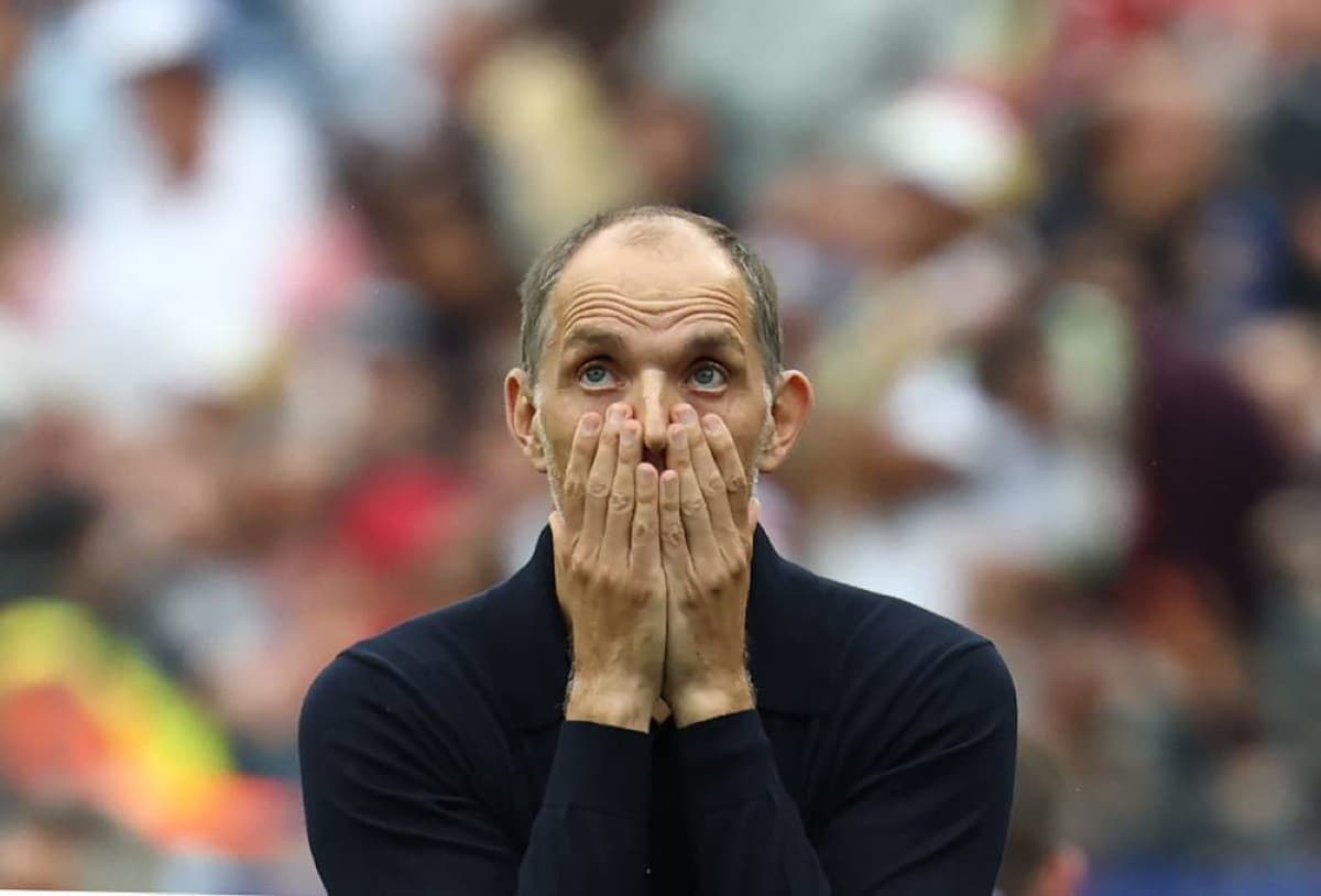 England manager Thomas Tuchel on the touchline during England's goalless draw with Ghana at the 2026 FIFA World Cup.