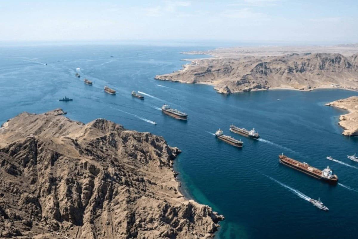Ships stranded near the Strait of Hormuz awaiting evacuation as part of the IMO-coordinated operation to clear the waterway.