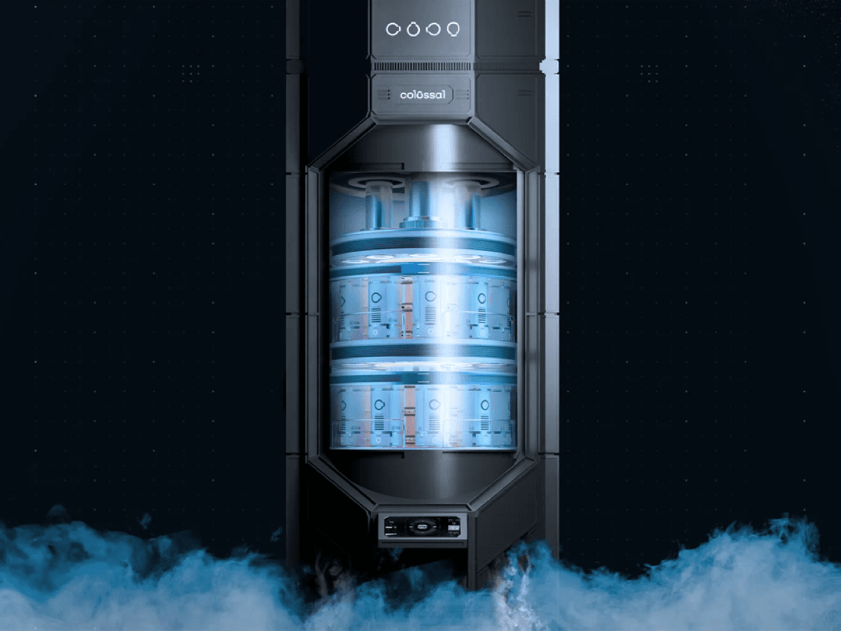 A cryogenic storage facility containing preserved biological samples representing endangered animal and plant species.