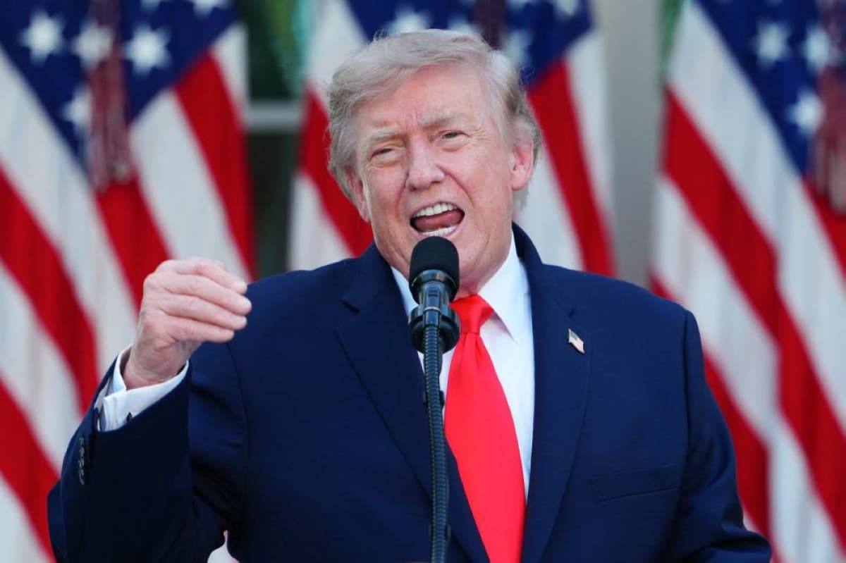 US President Donald Trump speaking, in the context of his statement about Iranian drone attacks on ships in the Strait of Hormuz.