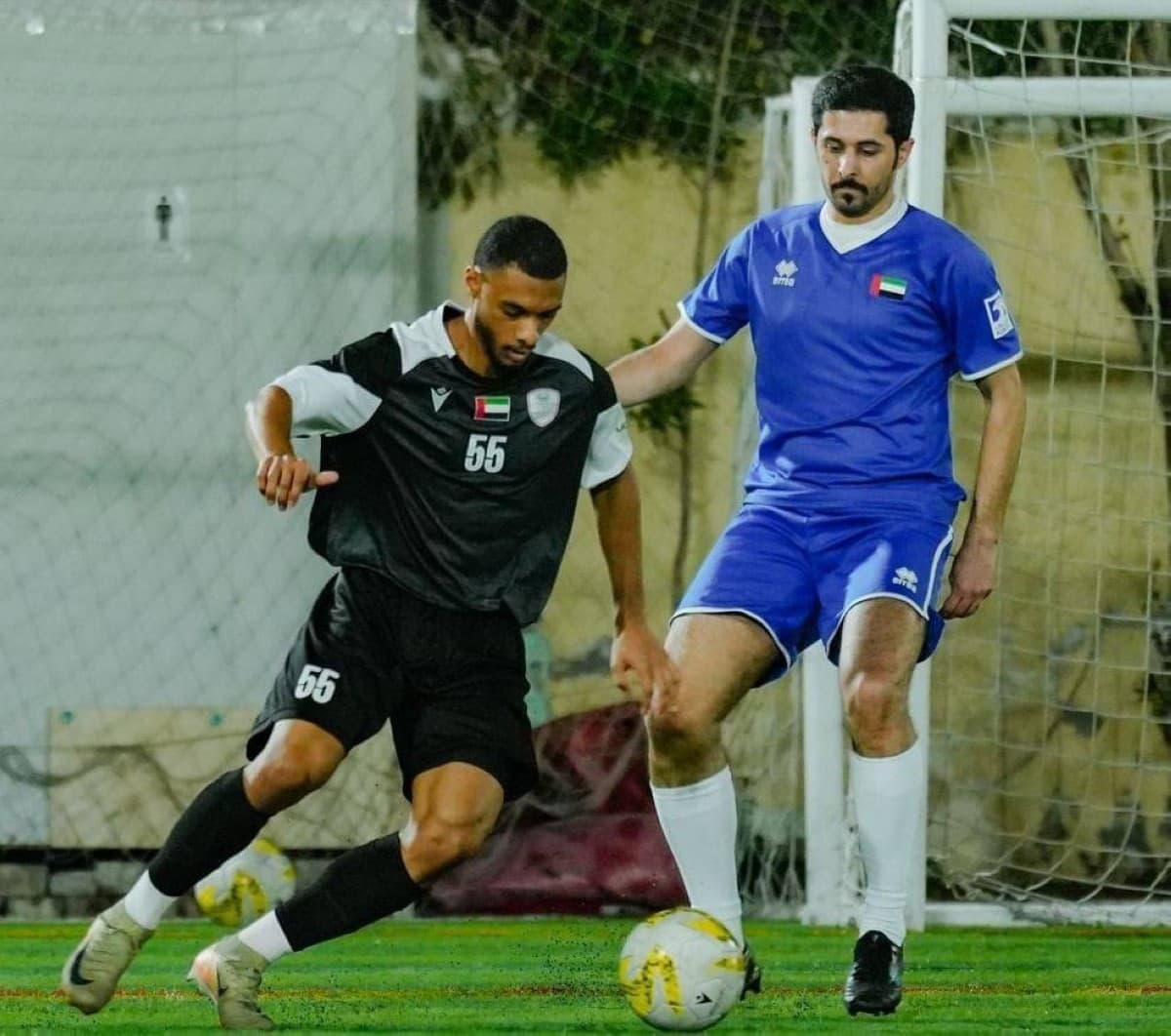 Futsal players competing in a match during the UAE Sports for All Federation's inaugural futsal league season.