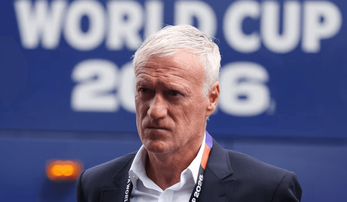 Didier Deschamps on the touchline during France's 2026 World Cup campaign in Boston.