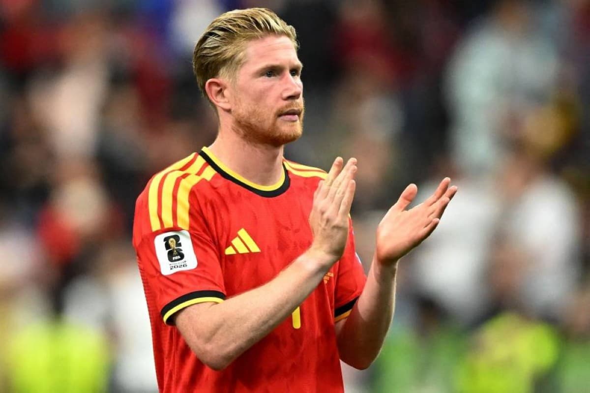 Kevin De Bruyne celebrates after scoring for Belgium against New Zealand at BC Place stadium in Vancouver during the 2026 FIFA World Cup.