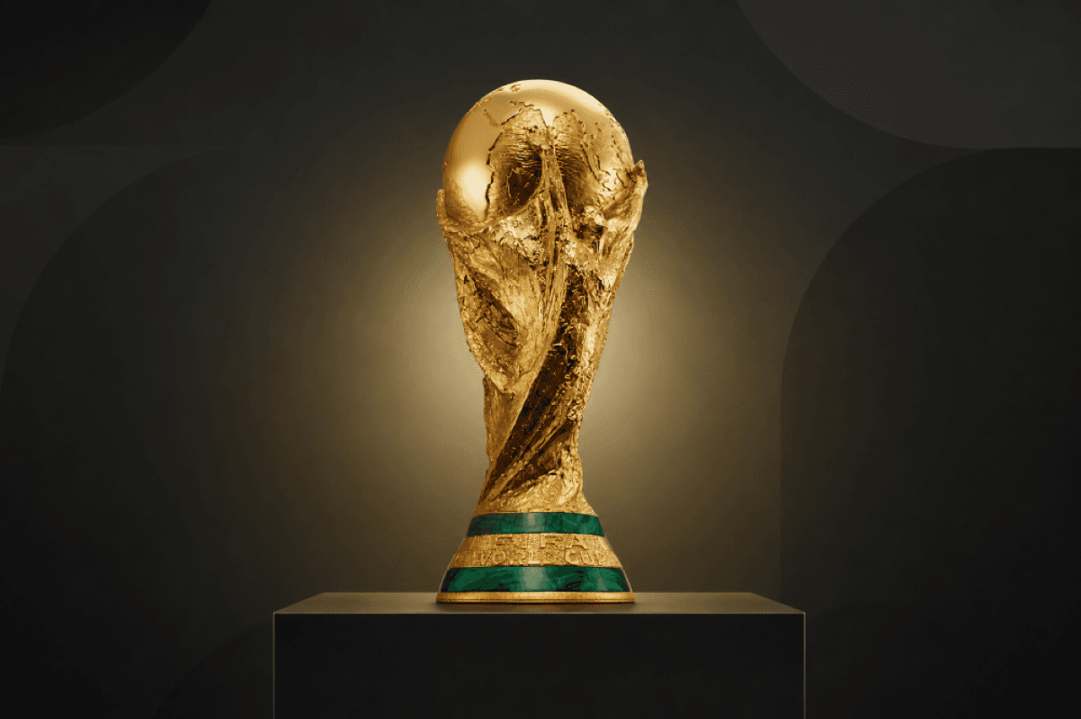 A wide view of a packed World Cup 2026 stadium during a group stage match between competing national teams.
