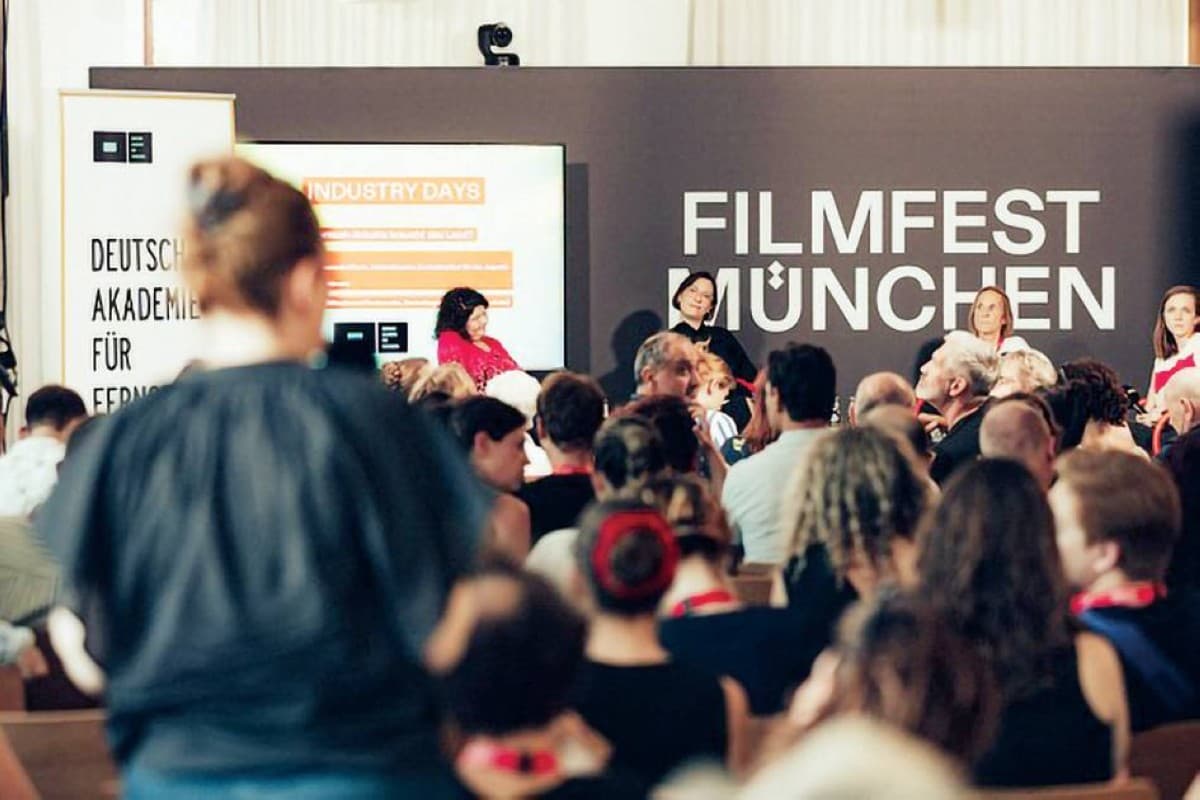 Guests attend the opening ceremony of the Munich Film Festival for the premiere of the black-and-white film Vaterland.
