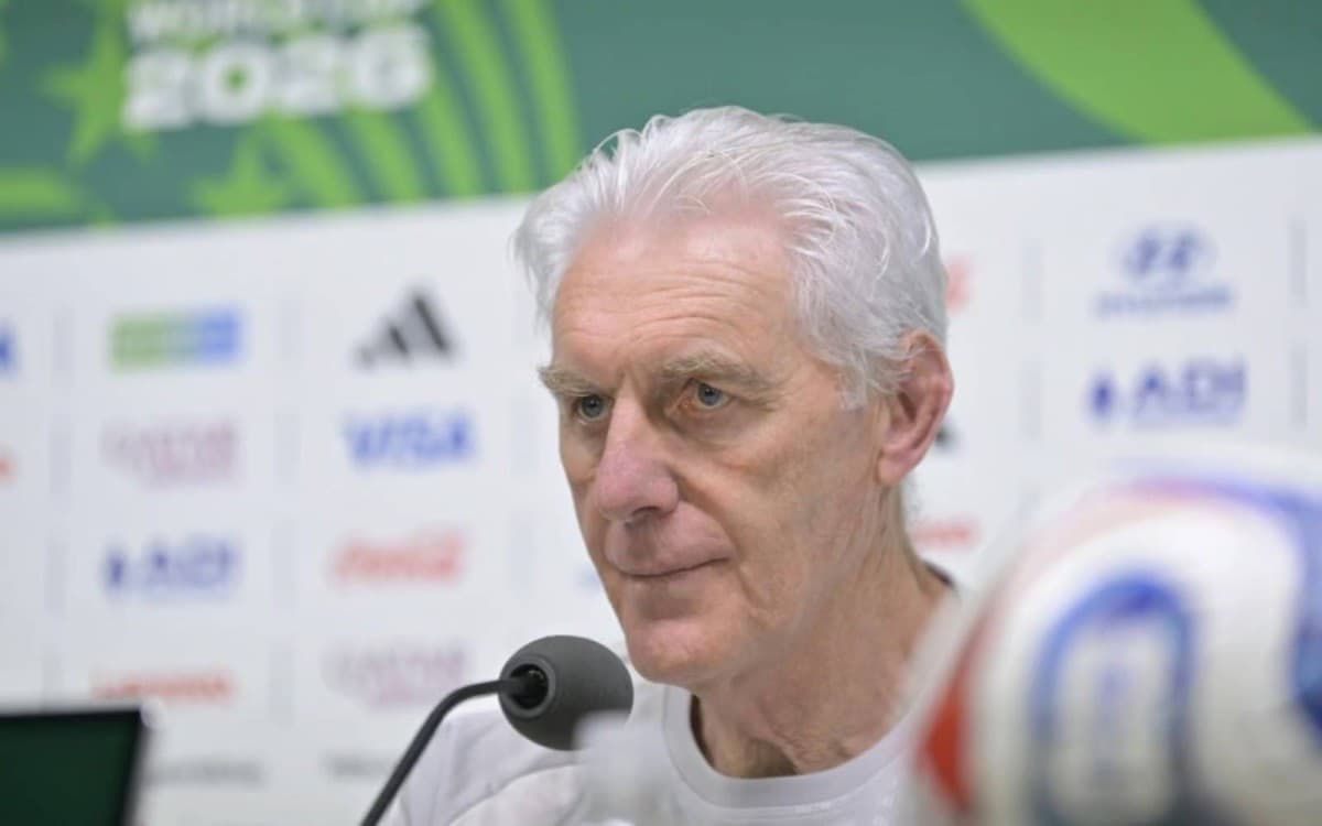 South Africa coach Hugo Broos looks on during his side's round-of-32 match against Canada at the 2026 FIFA World Cup in Los Angeles.