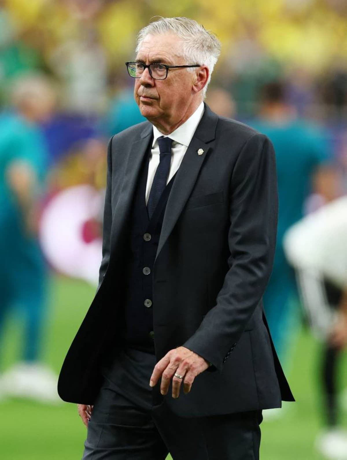 Carlo Ancelotti gestures on the touchline during Brazil's World Cup round of 16 victory over Japan.