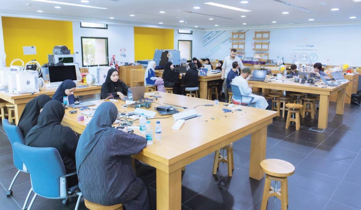 Students participating in interactive workshops at the UAE University Science and Innovation Park summer camp.