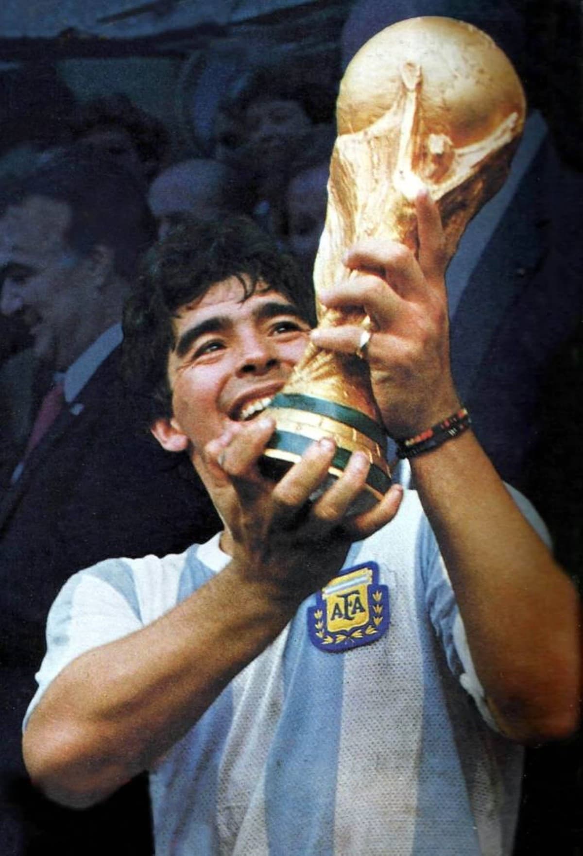 A archival image of Diego Maradona, the late Argentine football legend, during a public appearance.