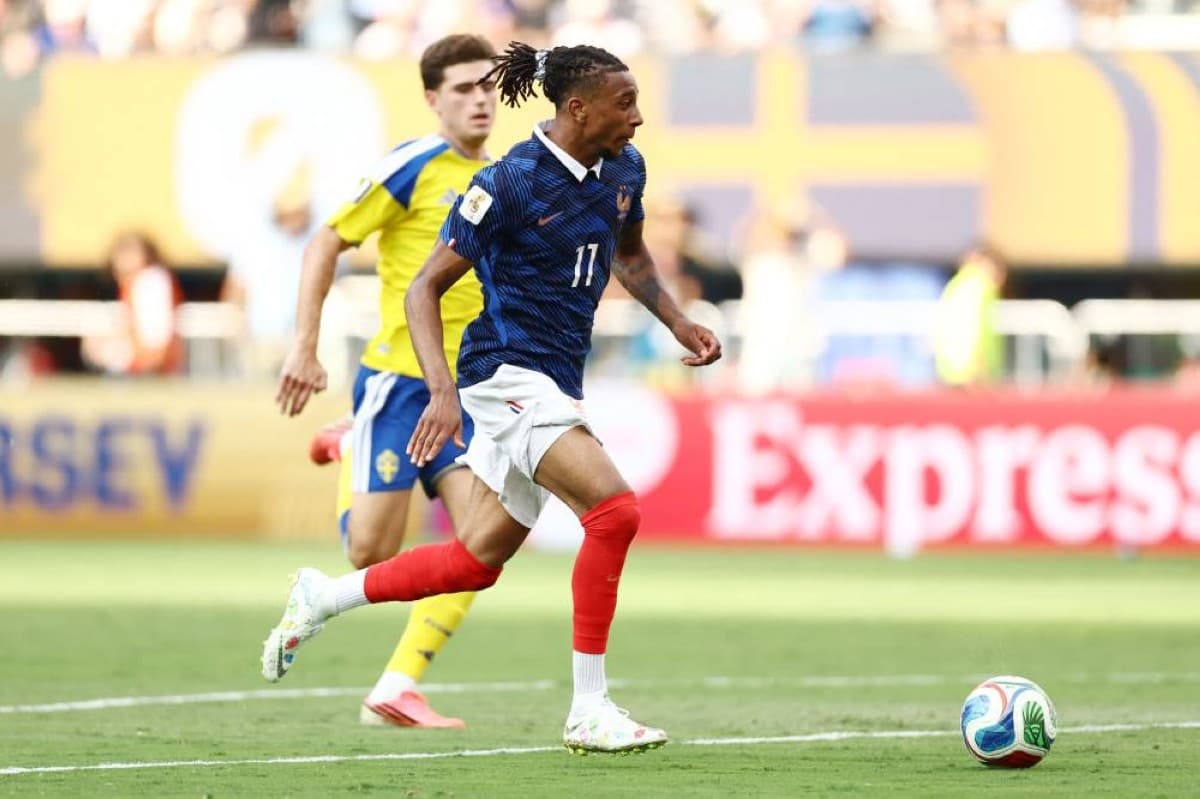 Michael Olise in action for France during their 3-0 victory over Sweden at the 2026 World Cup.