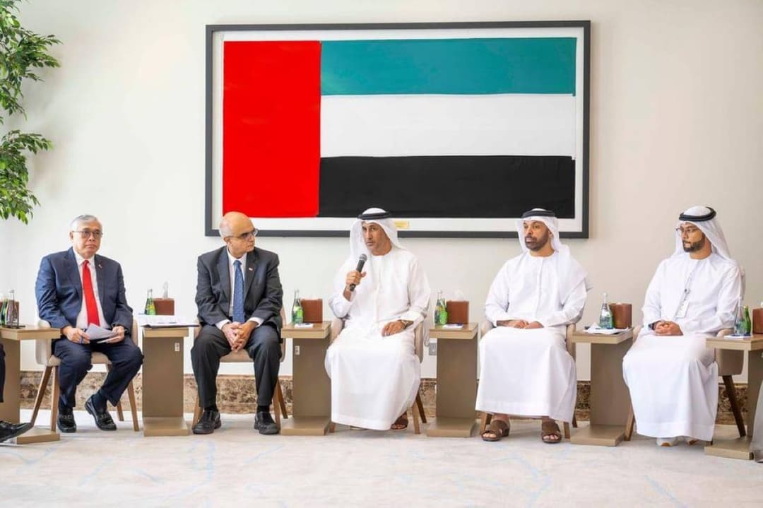 His Excellency Said Al Hajeri, UAE Minister of State, presiding over the fourth meeting of the ASEAN Committee in Abu Dhabi alongside ambassadors of ASEAN member states.