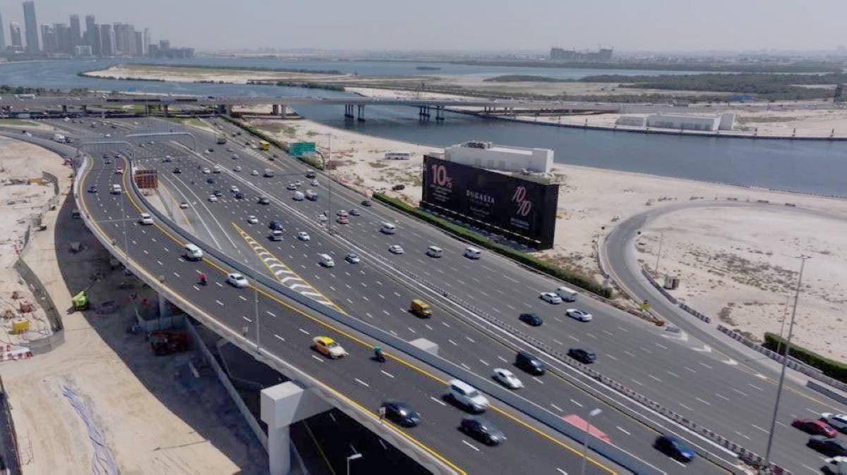 An elevated highway corridor under development in Dubai, representing the Al Khail Avenue One infrastructure project running parallel to Sheikh Zayed Road.