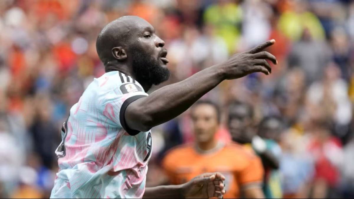 Romelu Lukaku in action for Belgium during the 2026 World Cup, celebrating a goal as part of his side's dramatic comeback victory.