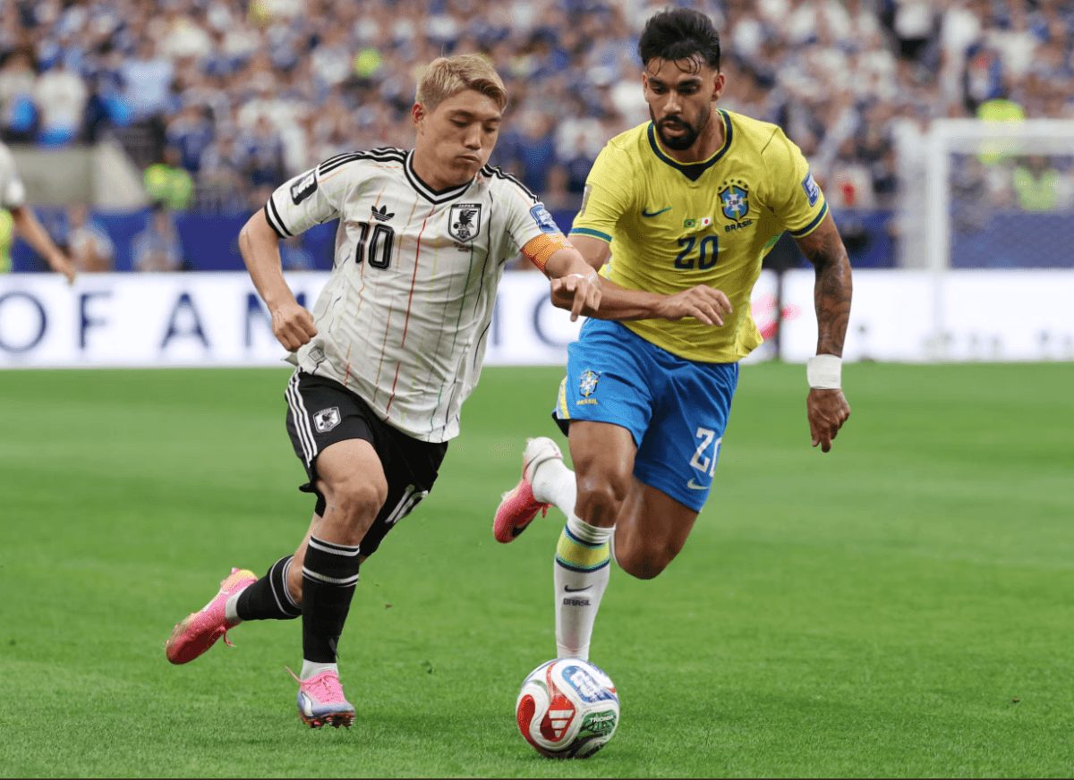 Brazilian midfielder Lucas Paquetá in action during Brazil's World Cup campaign.