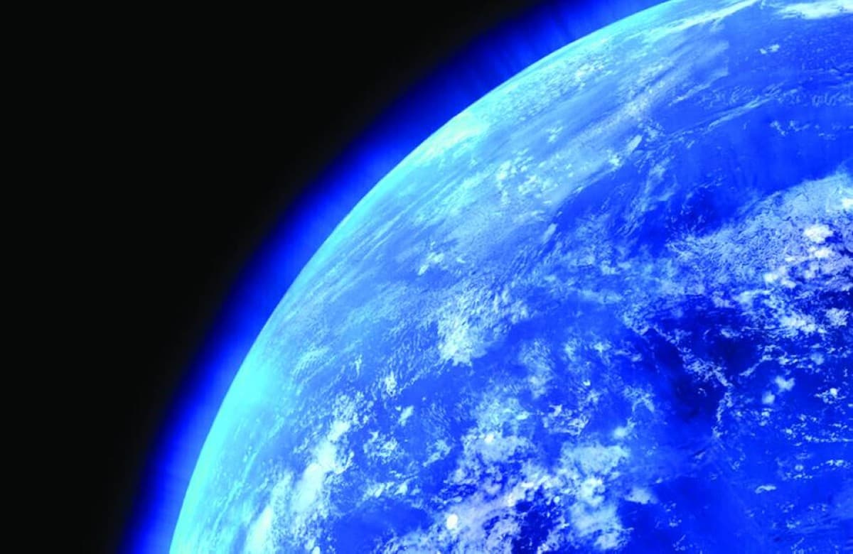 An artistic rendering of a proposed space shield protecting Earth from a powerful solar storm.