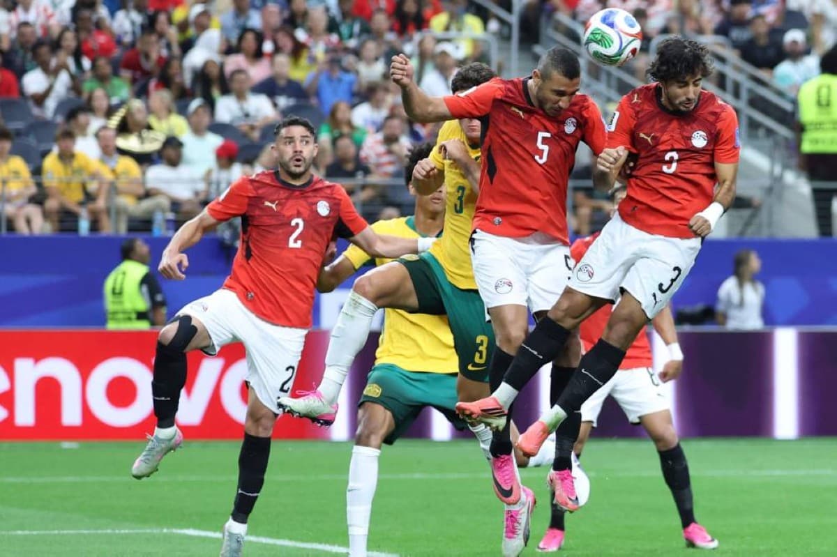 Egypt defender Mohamed Hany in action during the 2026 World Cup round of 32 match against Australia, in which he scored a record-breaking own goal.