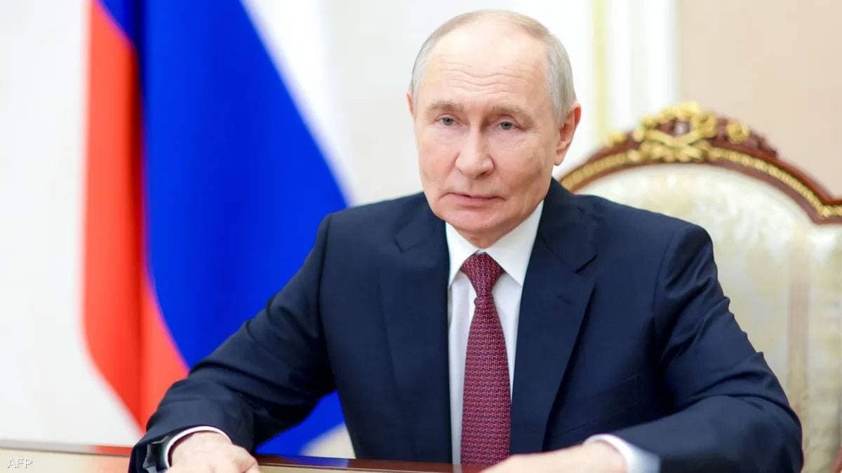 Russian President Vladimir Putin delivering remarks, representing his congratulatory message to US President Donald Trump on the 250th anniversary of American independence.