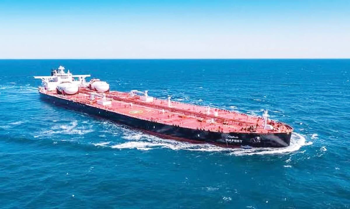 An offshore oil platform operated by ADNOC in UAE waters, representing the country's offshore crude production capacity.