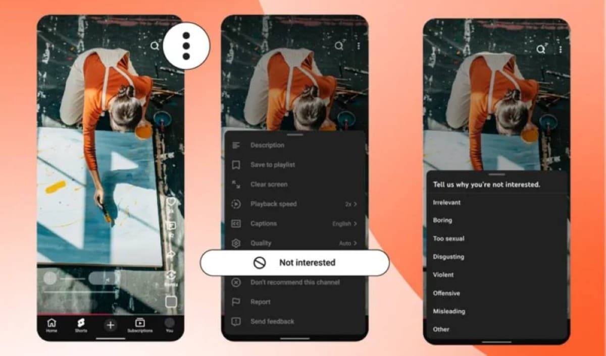 Screenshot of the new YouTube Shorts interface showing a heart icon in place of the traditional thumbs-up button and a clean-screen mode.