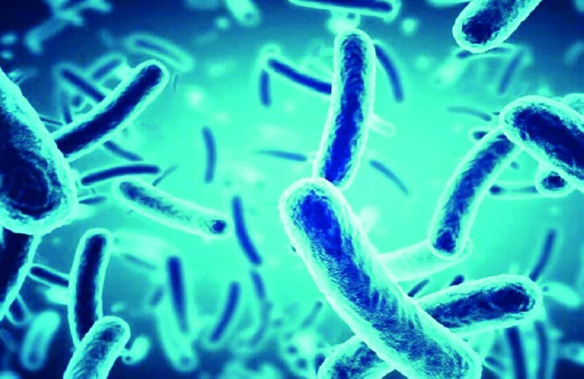 A visual representation of blue light technology being used as an alternative to antibiotics in treating bacterial infections.