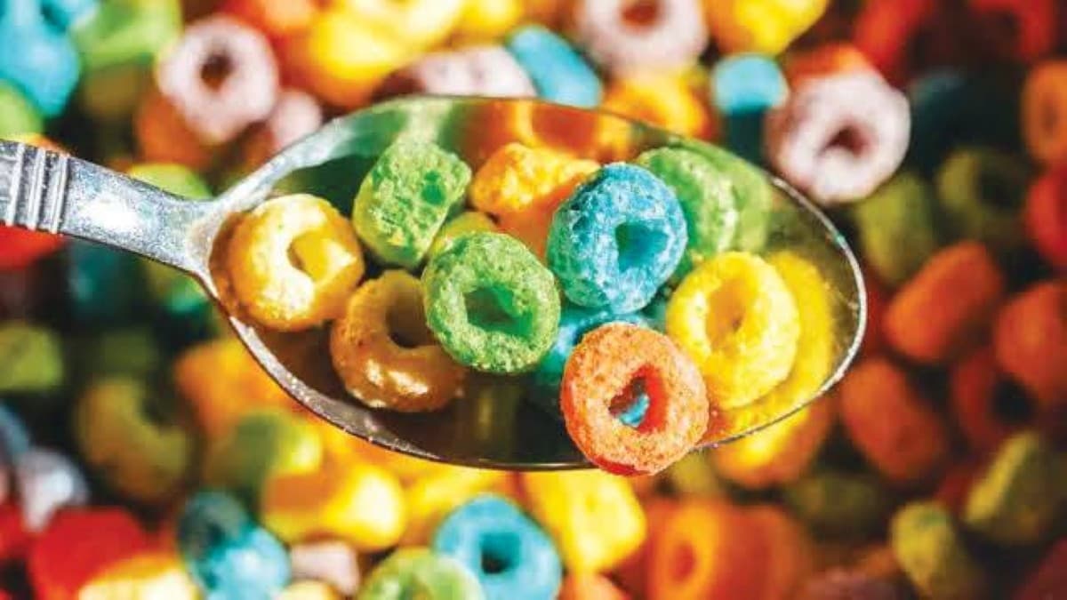 A bowl of breakfast cereal, illustrating a study warning of potential effects on brain development in young children.