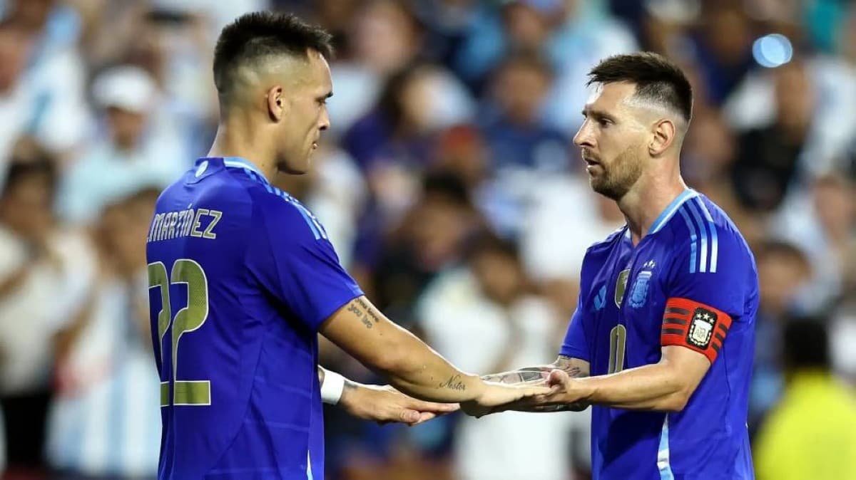 Lautaro Martinez speaks to journalists after Argentina's 3-2 victory over Egypt in the 2026 World Cup round of 16.