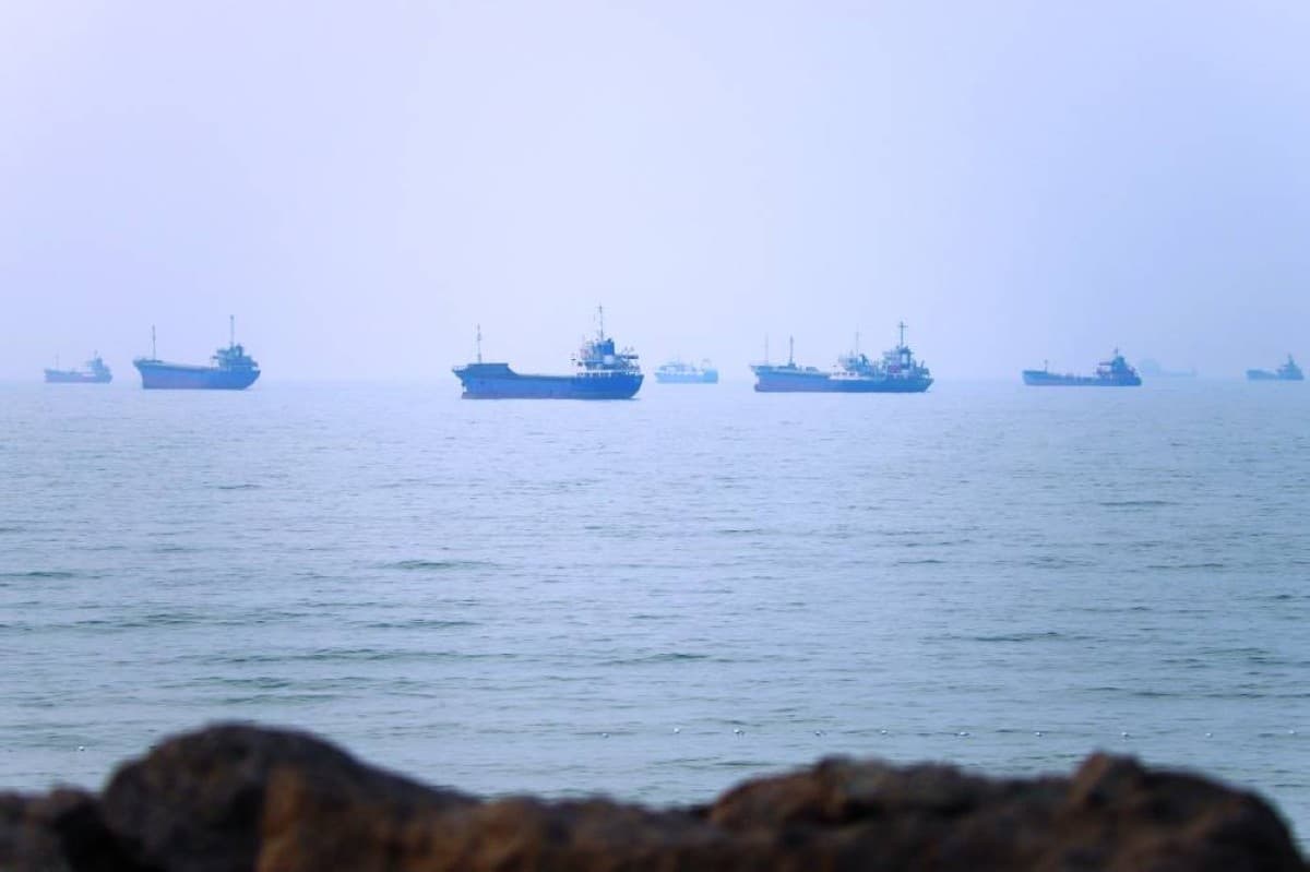 A commercial tanker transiting the Strait of Hormuz, the strategic waterway that has been the scene of multiple Iranian attacks on vessels within 24 hours.