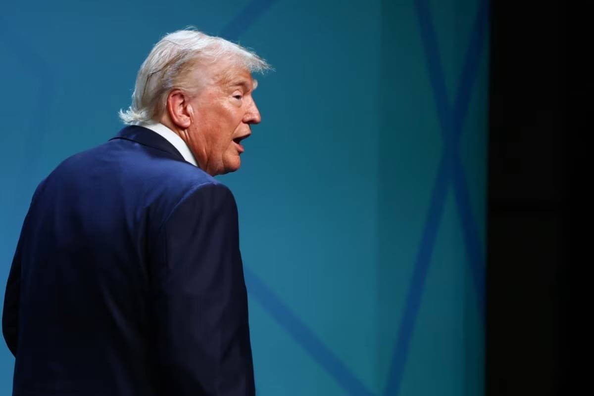 US President Donald Trump speaking, with the context of his statements on Iran strikes and birthright citizenship.