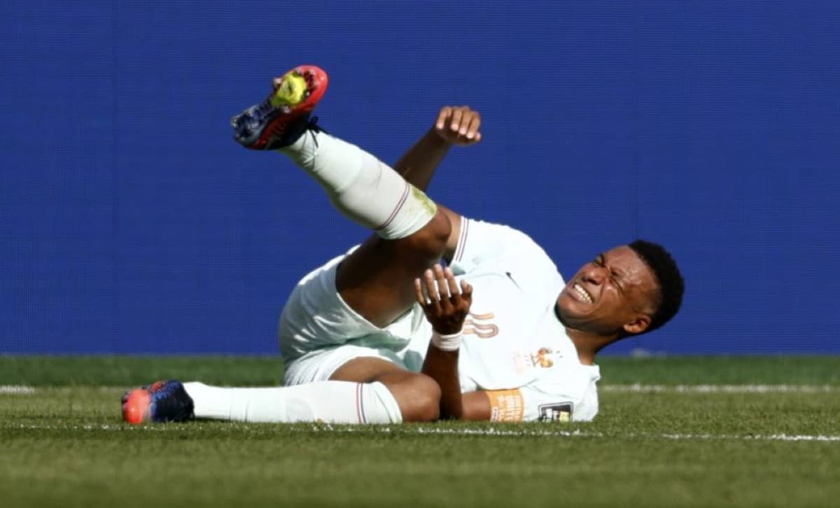 Kylian Mbappé on the pitch during France's World Cup quarter-final victory over Morocco.