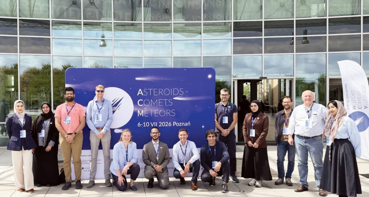Members of the UAE Asteroid Belt Exploration Mission team presenting at the 15th International Conference on Asteroids, Comets and Meteors in Poznan, Poland.