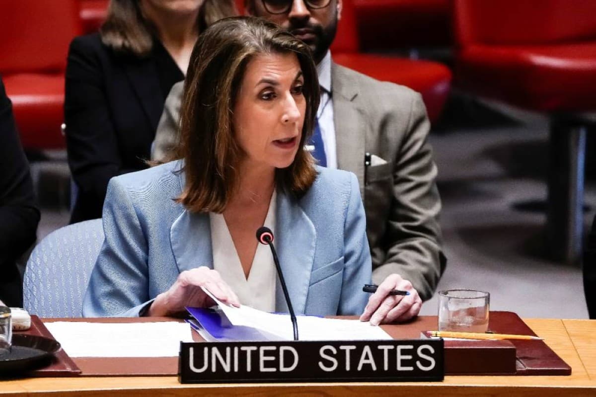 US Ambassador to the UN Security Council Tammy Bruce speaks during a Security Council meeting on Iran.